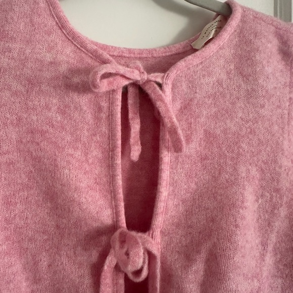 Sezane Pink Fuzzy Tie-Front Cardigan - Picture 4 of 5